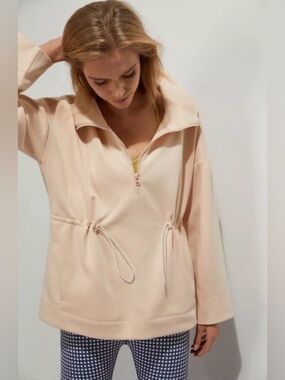 Anthropologie Saturday Sunday Blush Pink Freesia 1/4 Zip Pullover
